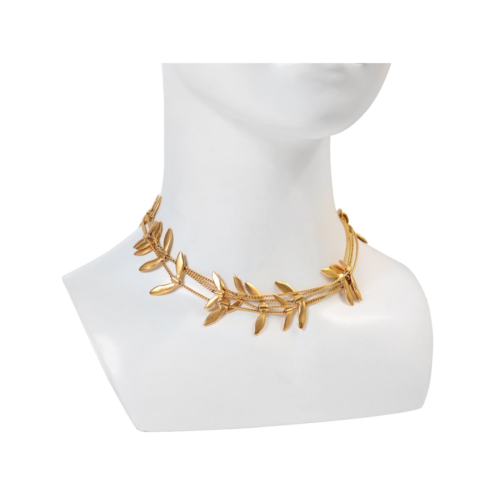 Collar largo vintage Anne Klein Couture en tono dorado Circa años 80 en Bueno estado para la venta en New York, NY