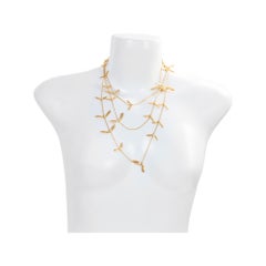 Vintage Anne Klein Couture Gold Tone Long Necklace Circa 1980s