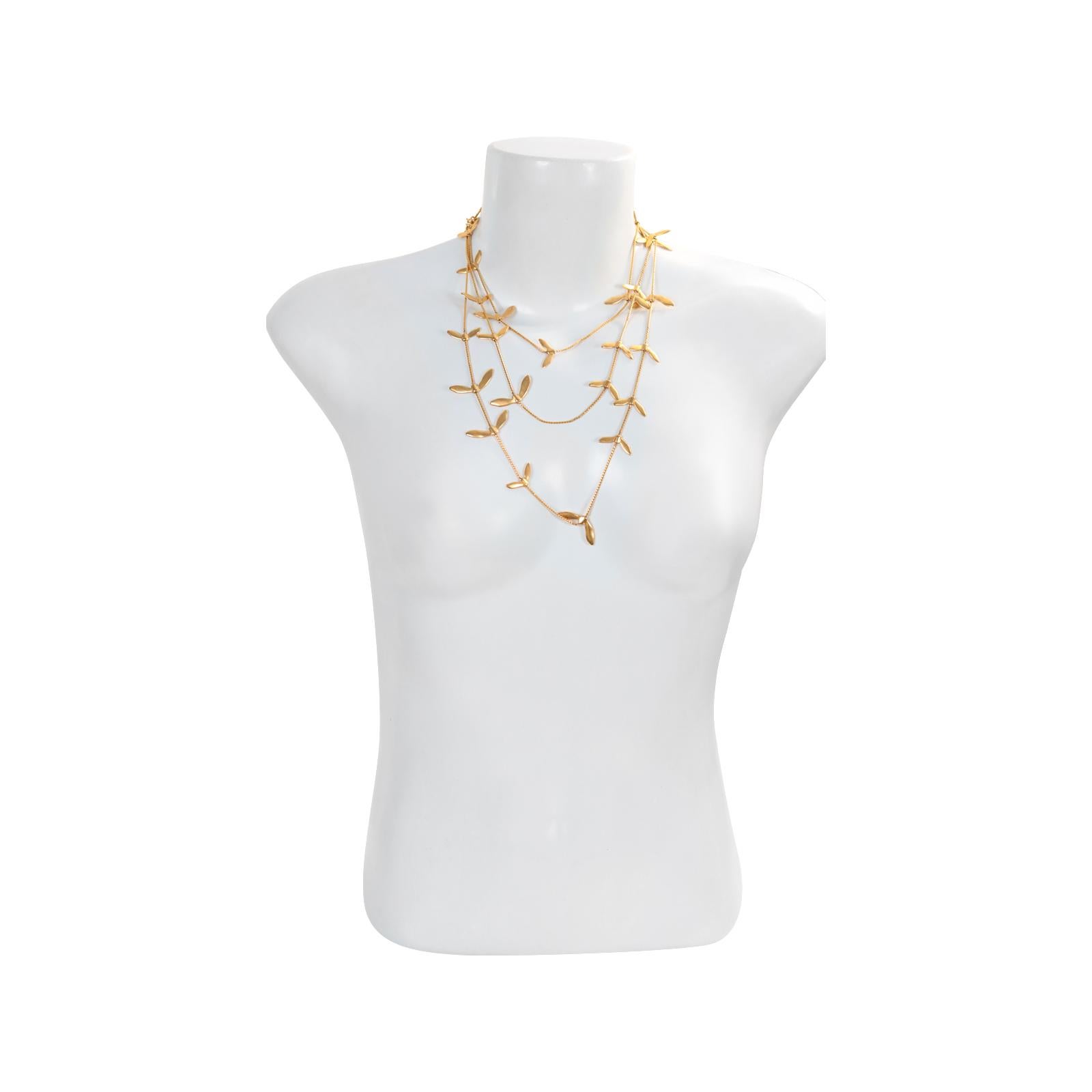 Collar largo vintage Anne Klein Couture en tono dorado Circa años 80 en venta 2