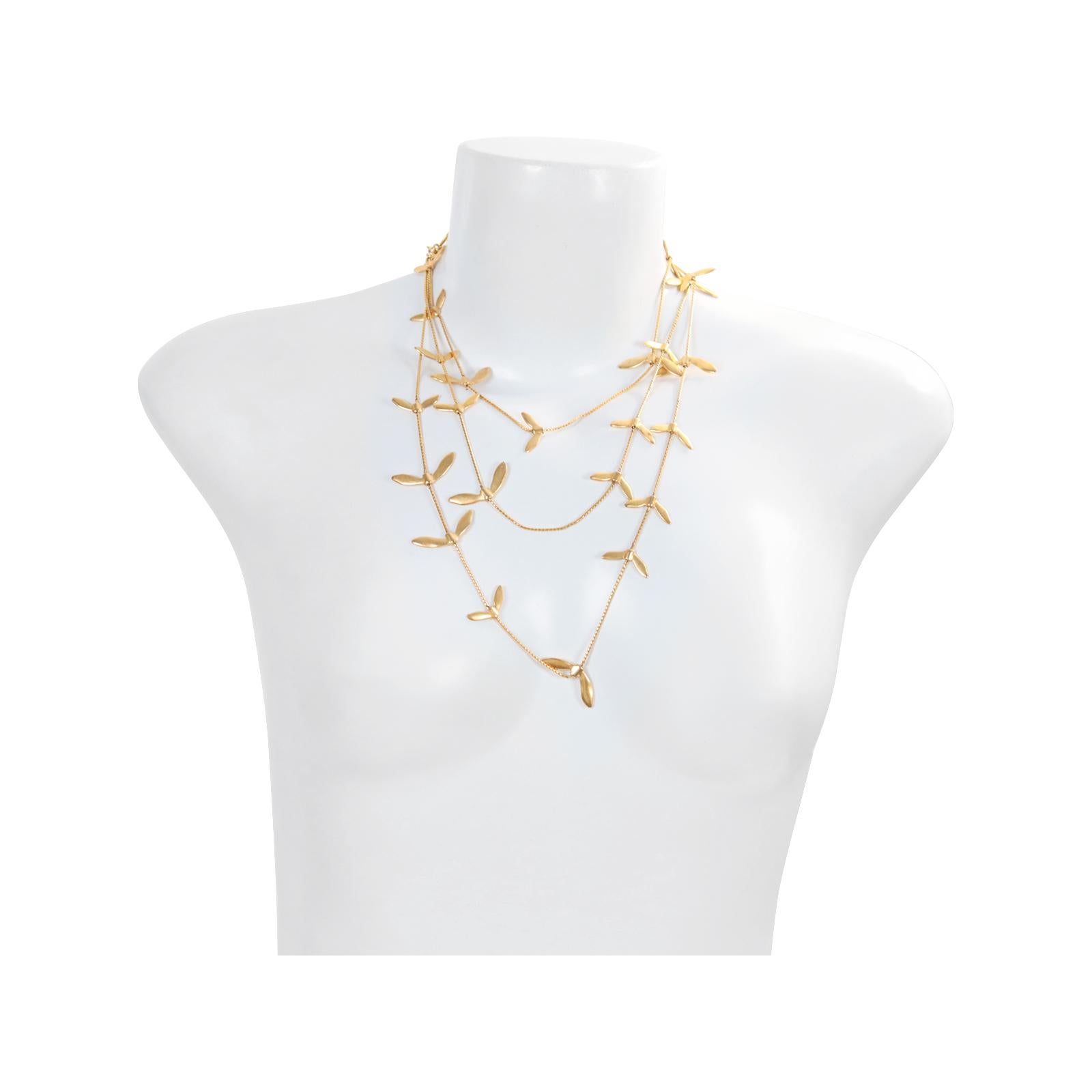 Collar largo vintage Anne Klein Couture en tono dorado Circa años 80 en venta 3