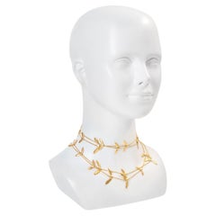 Vintage Anne Klein Couture Gold Tone Long Necklace Circa 1980