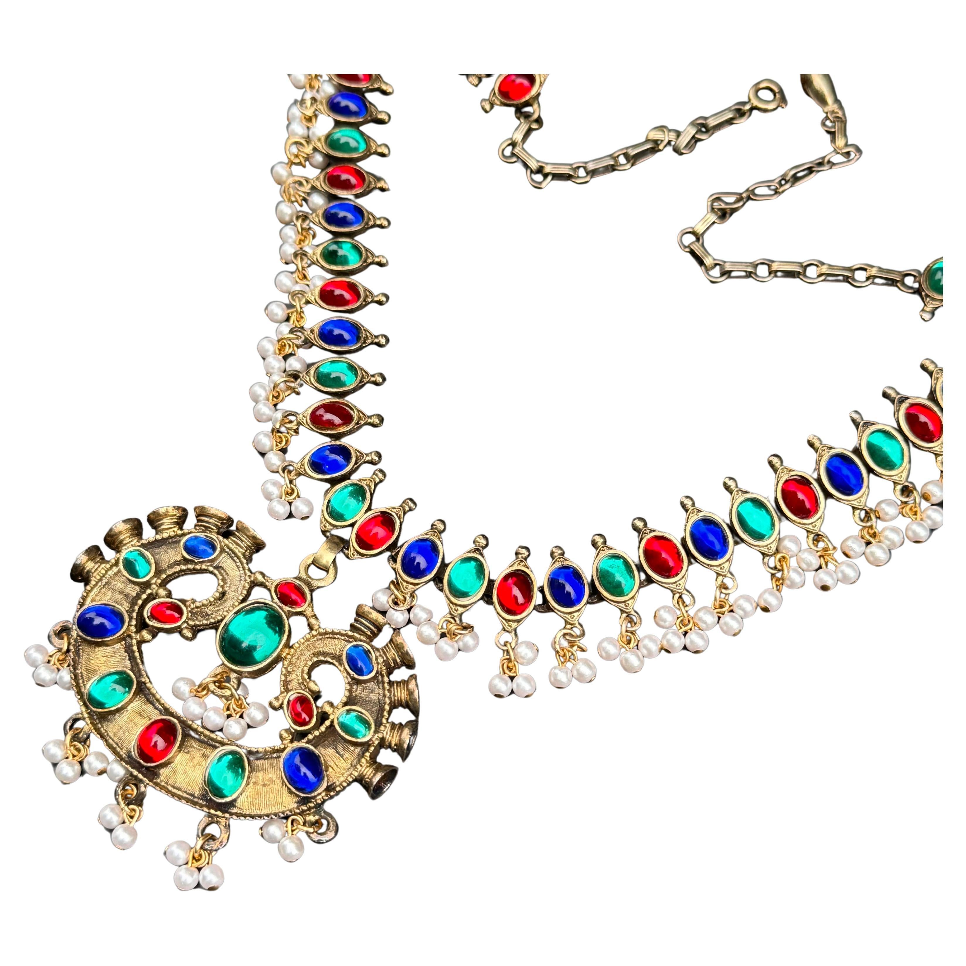 Vintage Anne Klein Couture Mughal Style Necklace For Sale at 1stDibs