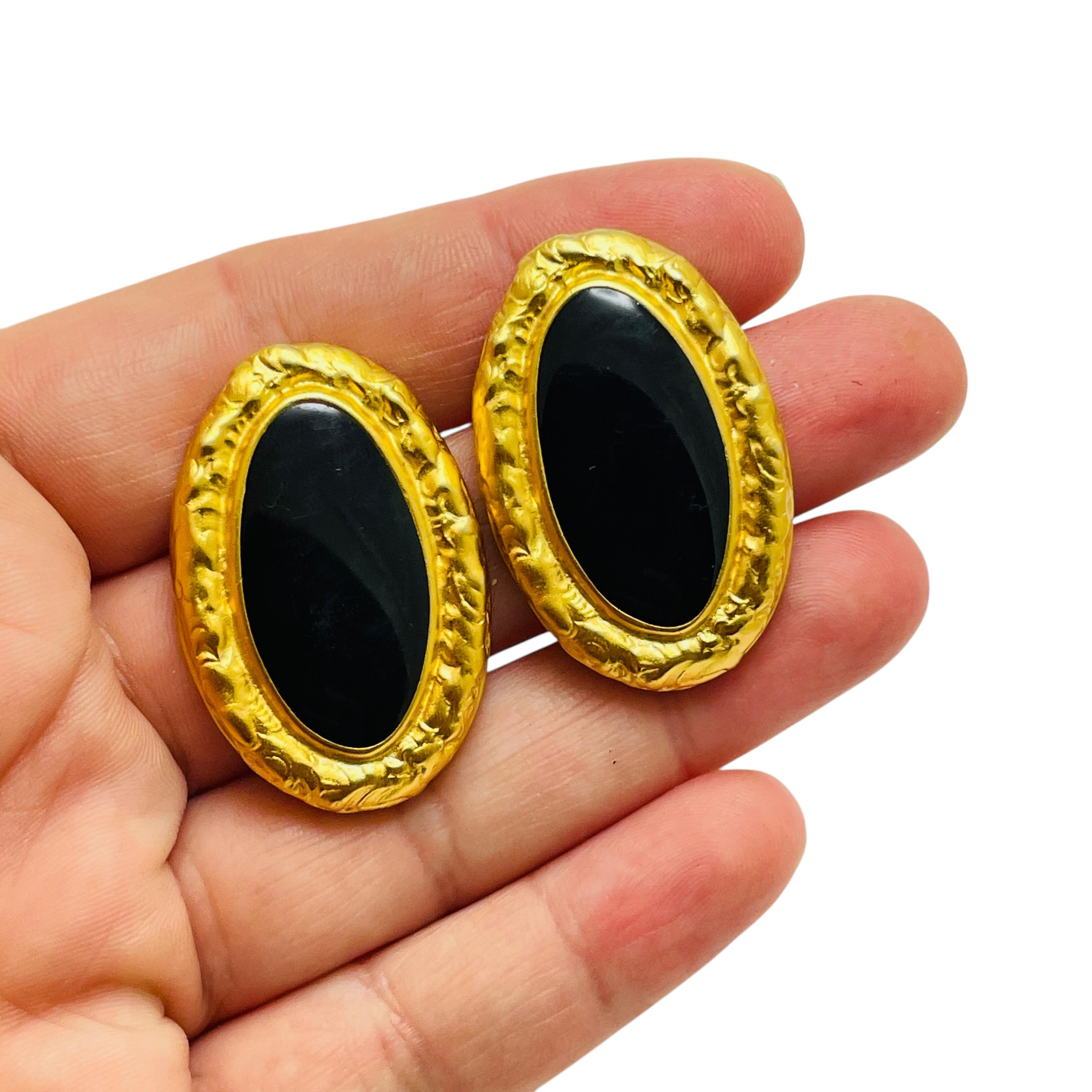 De las mujeres Pendientes de diseño vintage ANNE KLEIN etrusca de esmalte en tono dorado en venta