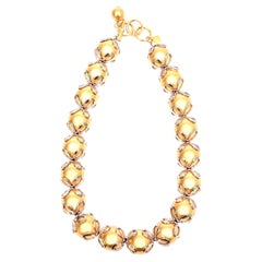 Vintage Anne Klein Gold Ball Silver Loop Necklace