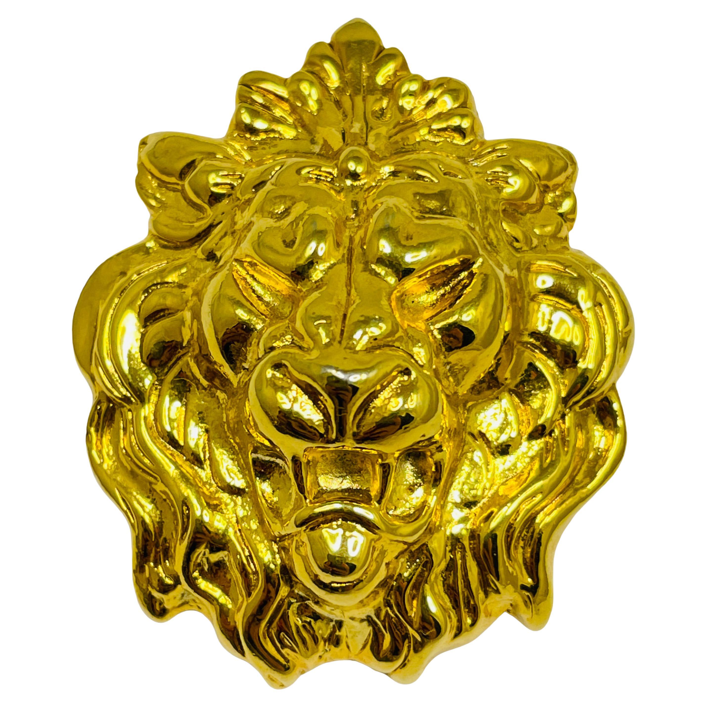 Vintage ANNE KLEIN gold lion designer runway brooch