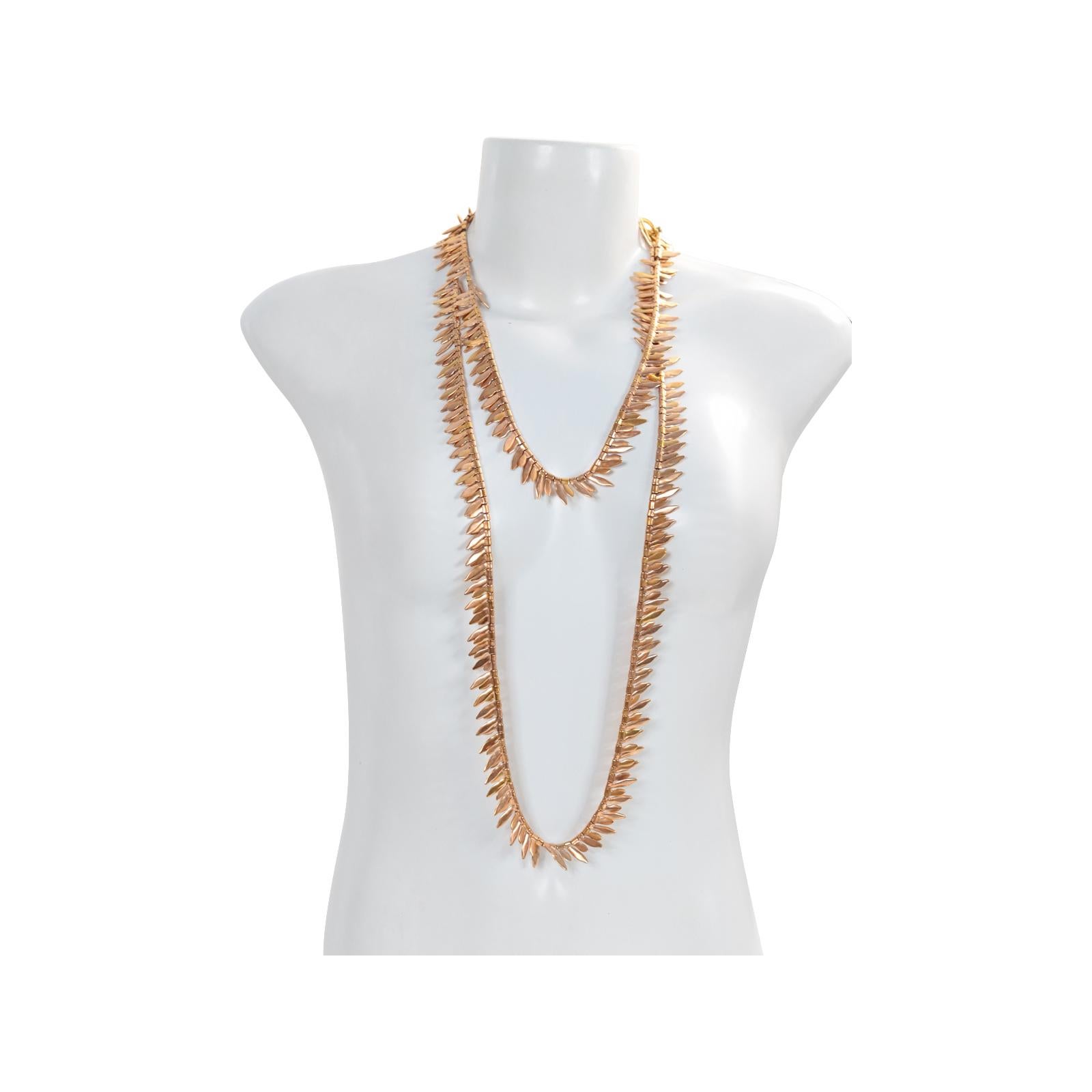 Vintage Anne Klein Gold Tone Long Necklace Circa 1980s For Sale 2