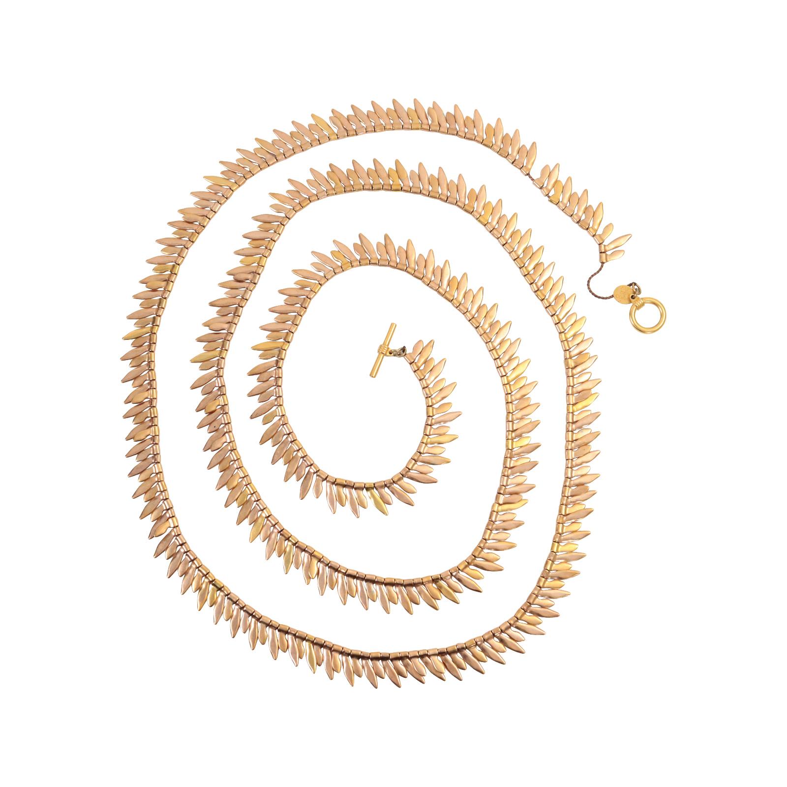 Vintage Anne Klein Gold Tone Long Necklace Circa 1980s For Sale 5
