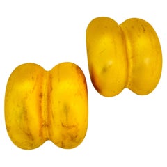 Vintage ANNE KLEIN huge gold matte modernist designer runway clip on earrings Vintage ANNE KLEIN huge gold matte modernist designer runway clip on earrings