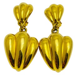 Orecchini a clip d'epoca firmati ANNE KLEIN in oro opaco