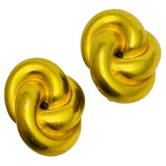 Pendientes de clip de diseño vintage ANNE KLEIN en tono dorado mate