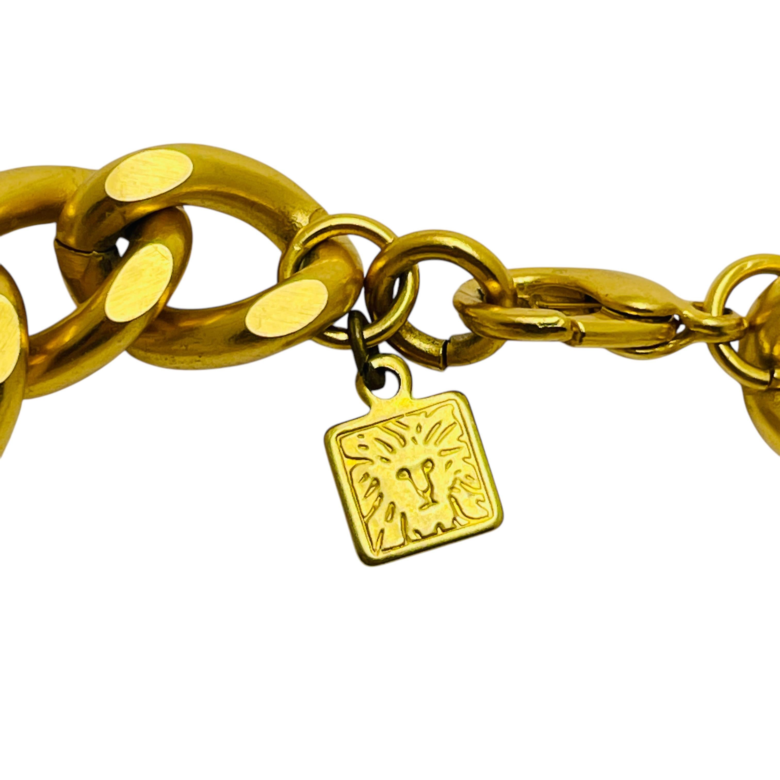 Vintage ANNE KLEIN signed gold tone chain designer bracelet For Sale 1