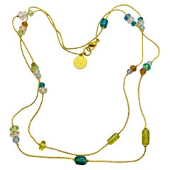 Collar vintage de cuentas de colores en tono dorado firmado por ANNE KLEIN