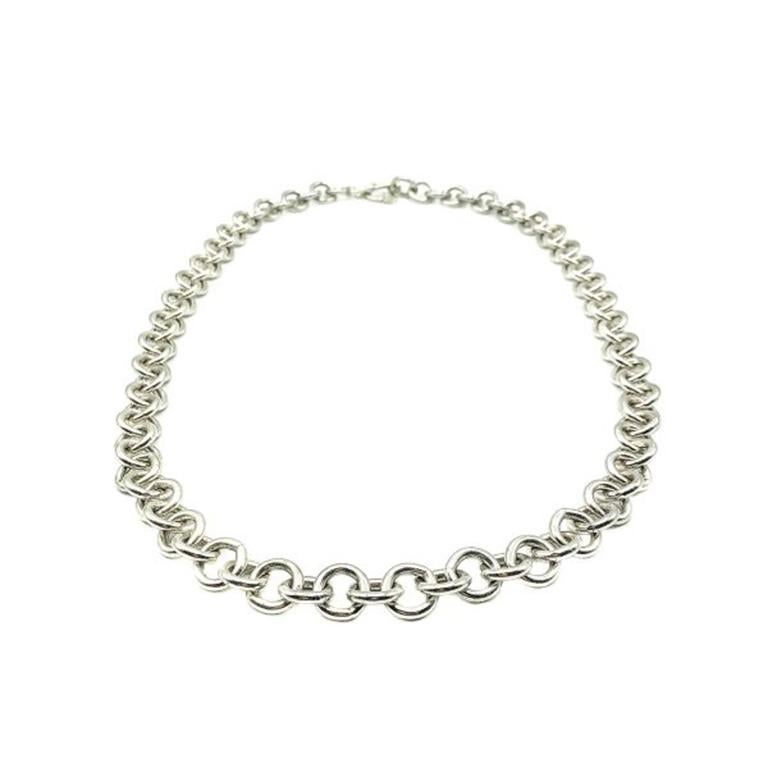A long Vintage Anne Klein Chain of the most spectacular proportions and excellent quality. Crafted in silver plated metal. The statement sized links are perfectly finished with a feature toggle and ring fastener creating wonderful urban style. In