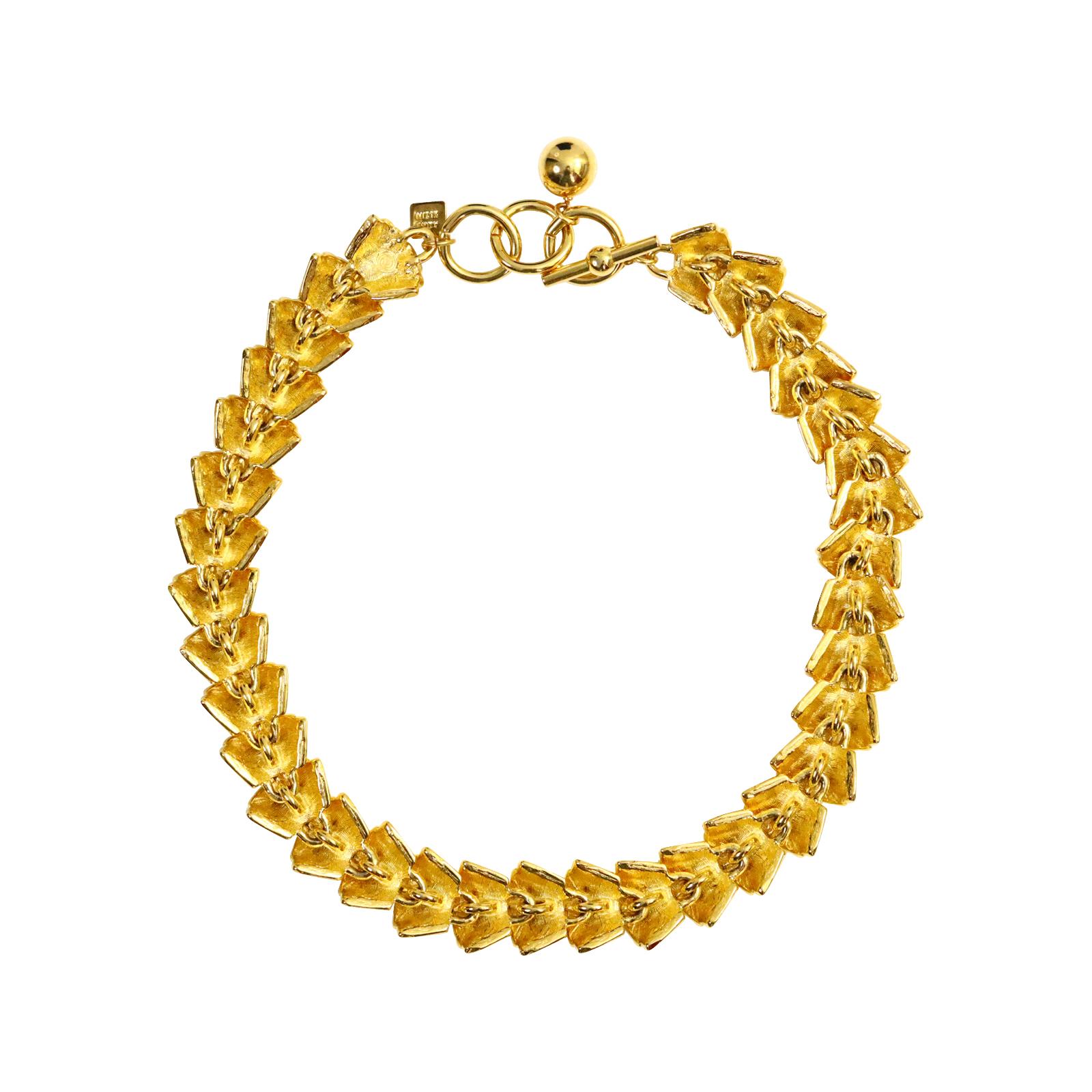 Vintage Anne Klein Collana a ventaglio impilata in oro, circa anni '80 in vendita 1