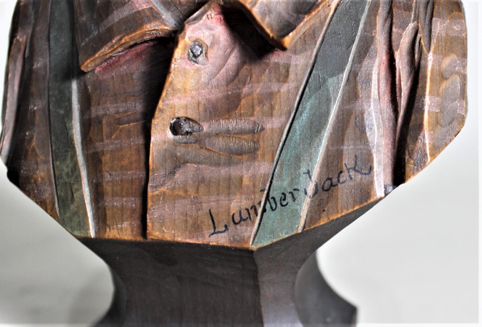 Sculpture artisanale ANRI sculptée et peinte à la main « The Lumberjack » par Duquet en vente 7