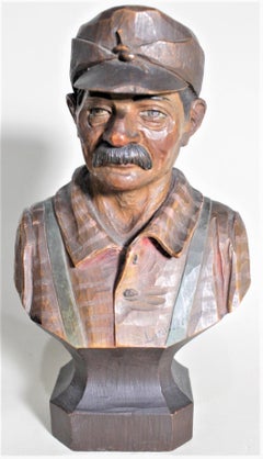 Vintage ANRI Folk Art Hand geschnitzt & gemalt Skulptur "The Lumberjack" von Duquet