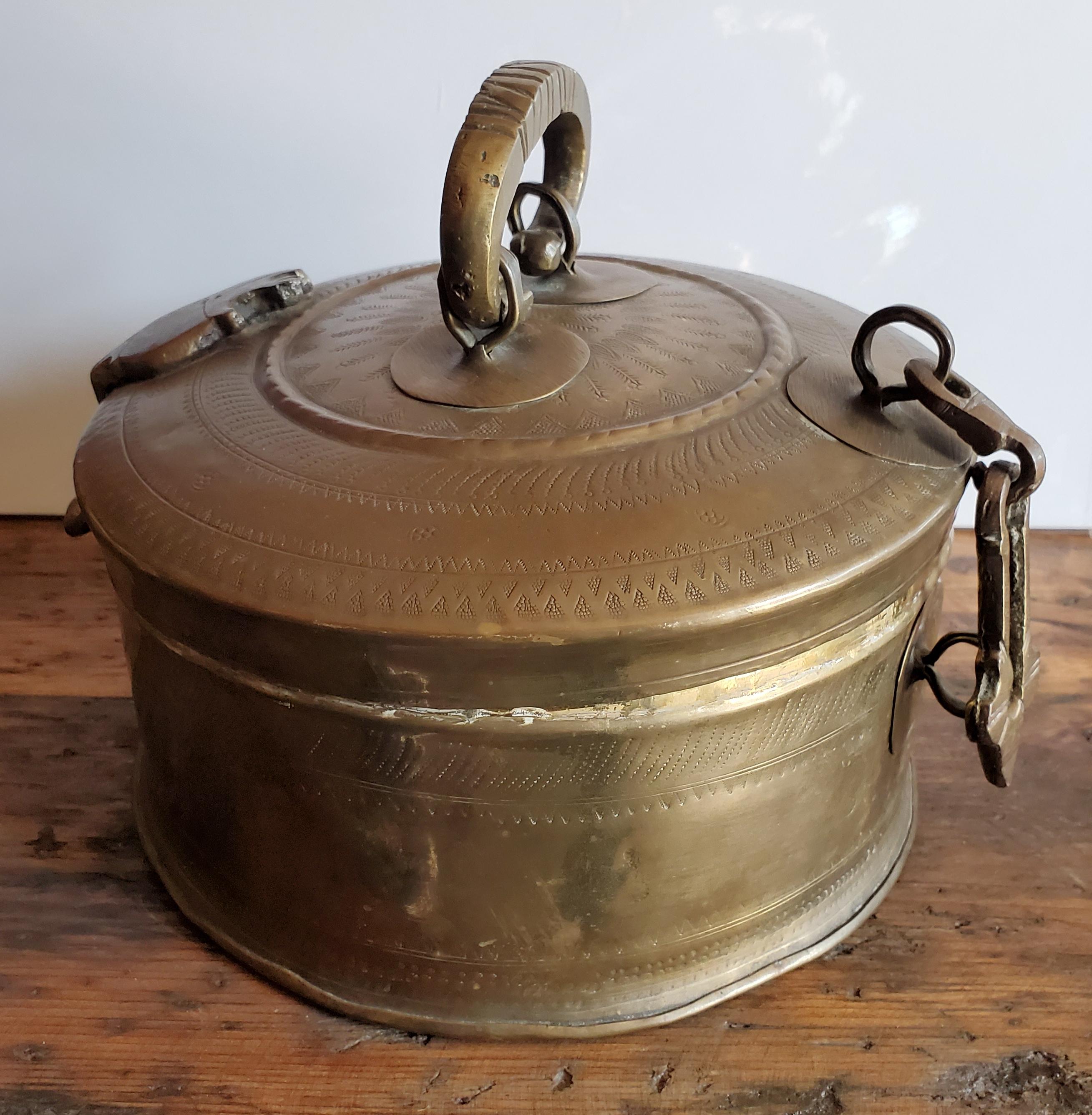 Copper Vintage Ansian Brass Spice Box or canister For Sale
