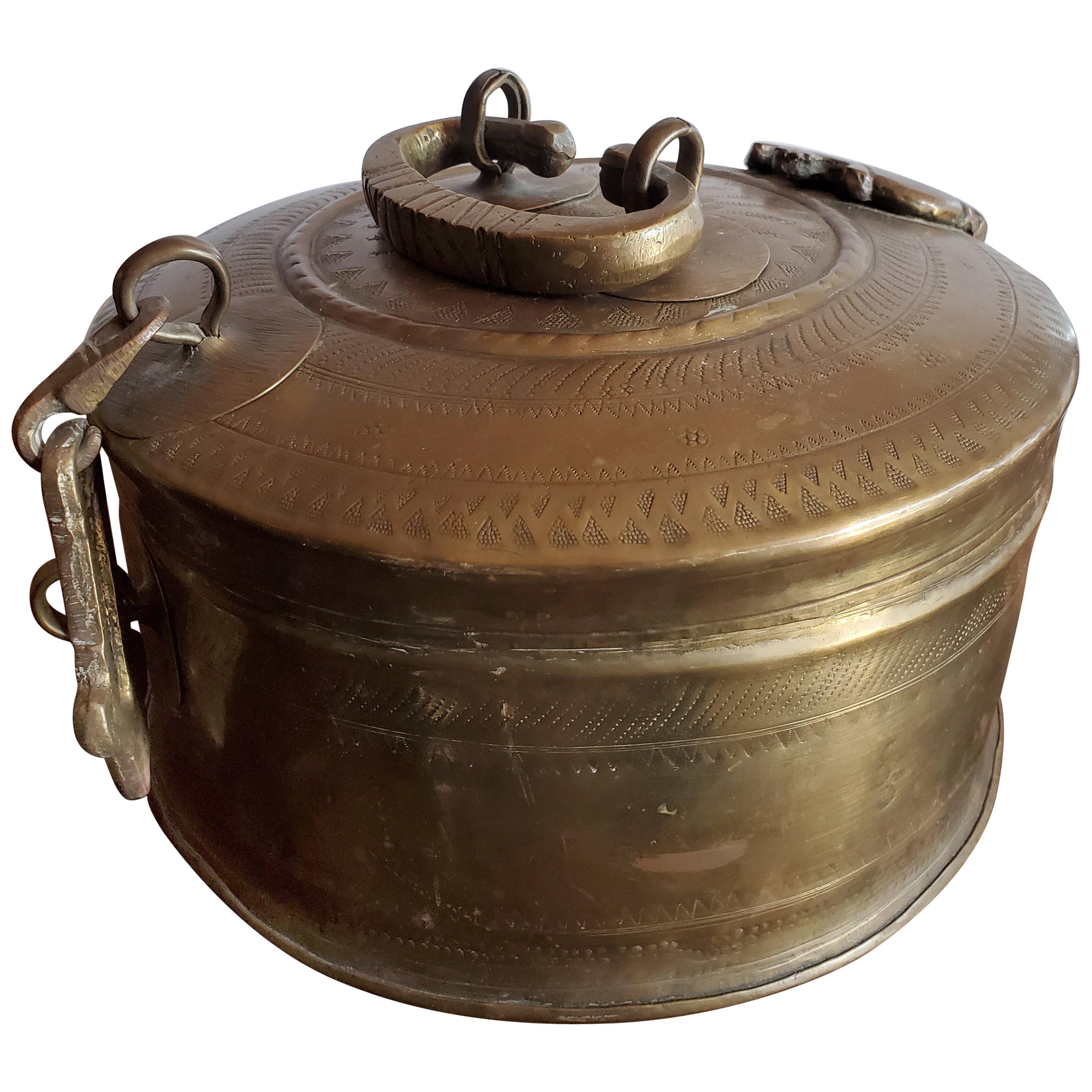 Vintage Ansian Brass Spice Box or canister For Sale