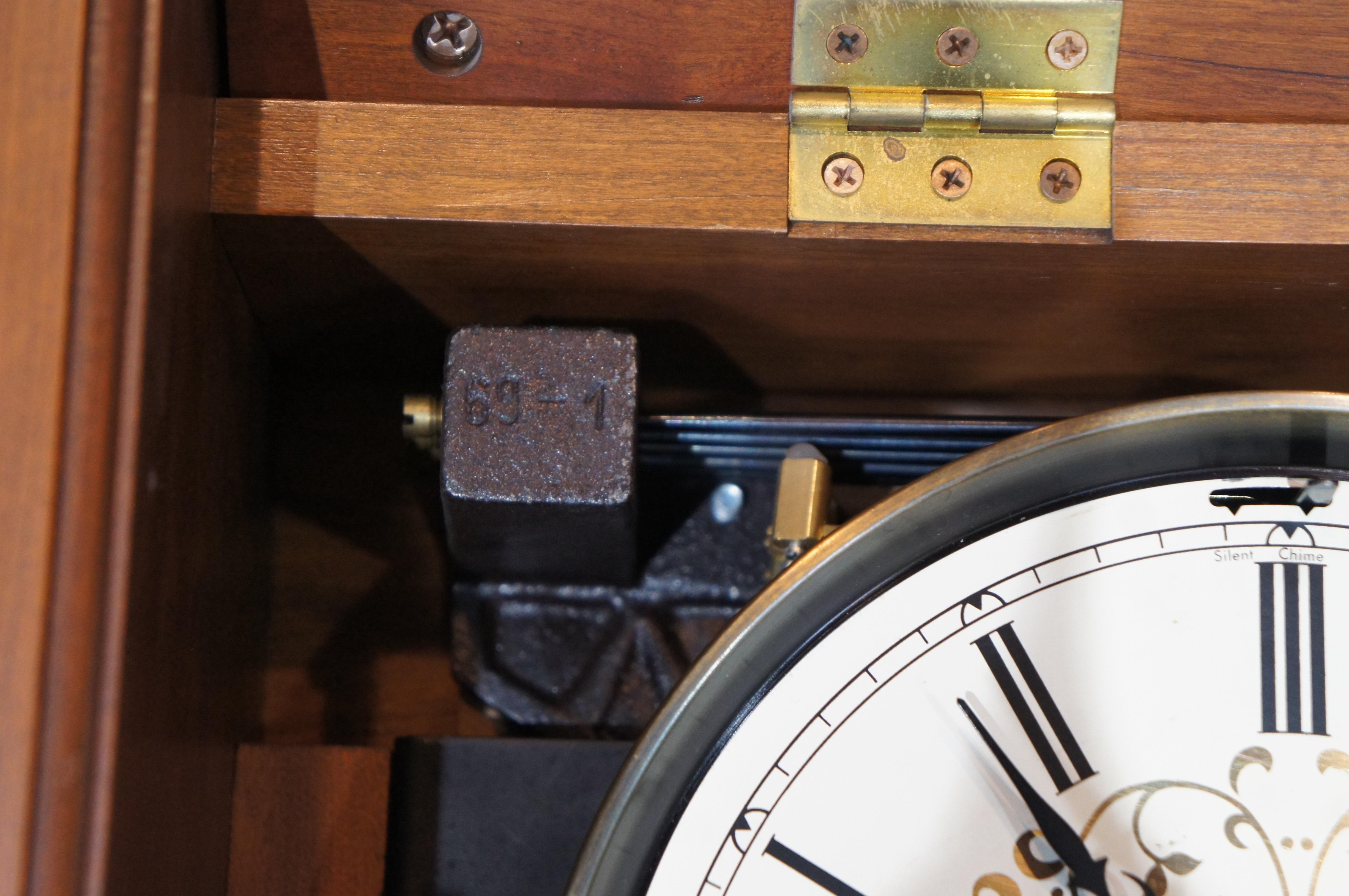 Vintage Ansonia Ezee-Set 725 Vienna Regulator Wall Clock Walnut Finish Works 2