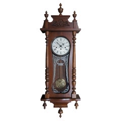 Vintage Ansonia Ezee-Set 725 Vienna Regulator Wall Clock Walnut Finish Works