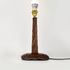 Vintage-Tischlampensockel aus geschnitztem Holz im Rudolf Steiner-Stil, anthroposoptisch