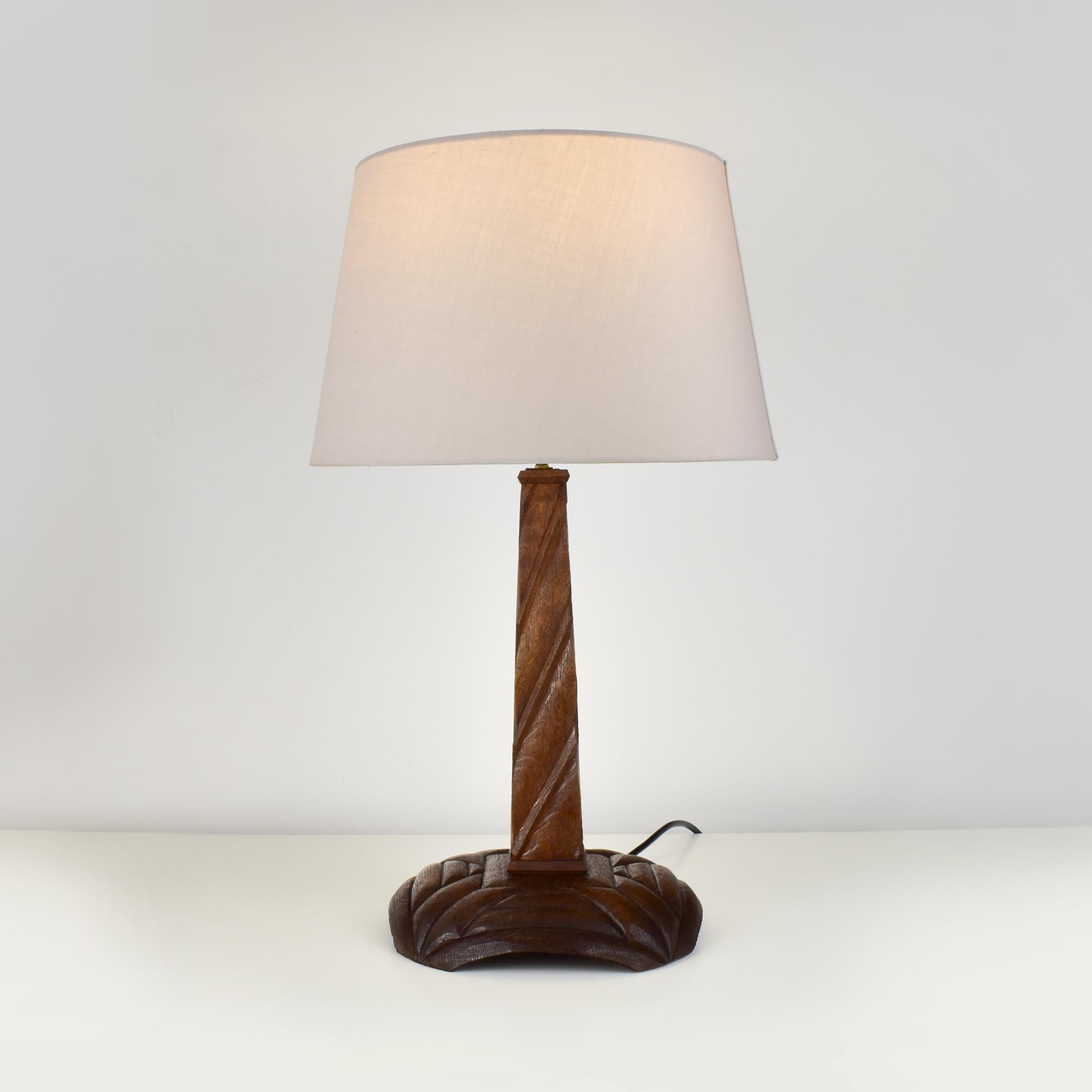 Vintage Anthroposophic Carved Wood Table Lamp Base in Rudolf Steiner Style For Sale 1
