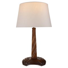 Vintage Anthroposophic Carved Wood Table Lamp Base in Rudolf Steiner Style