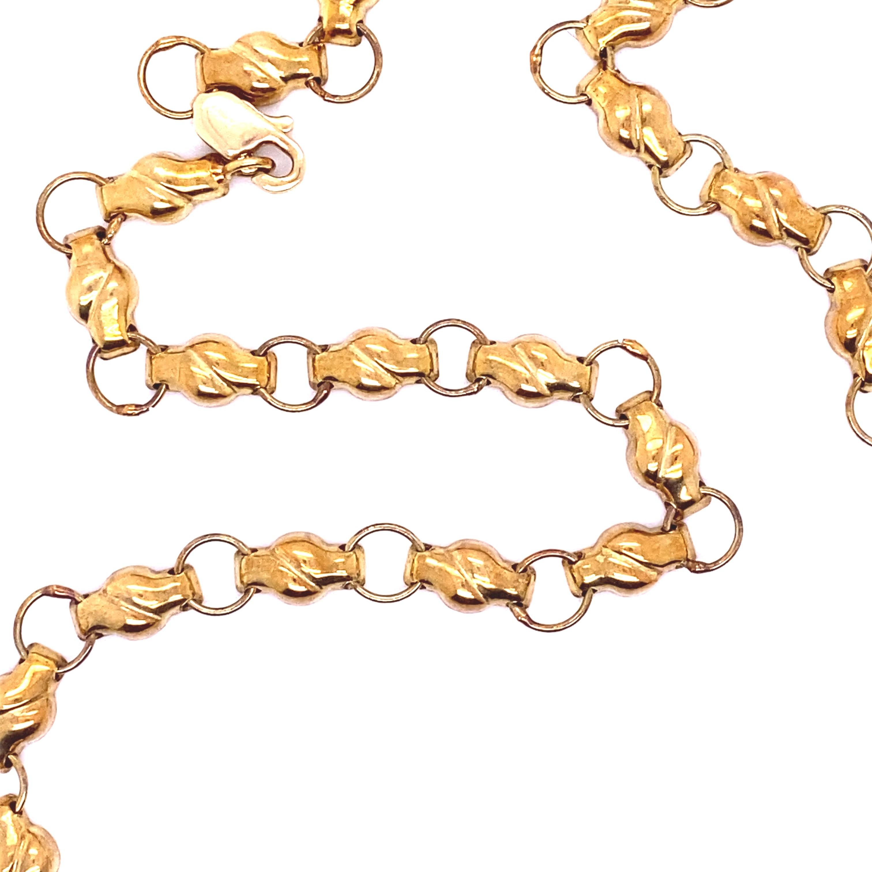 Vintage, Antique, 18 Inch Solid 14kt Yellow Gold Chain Link Necklace, solid links with flat backs. 11.82 grams total weight.