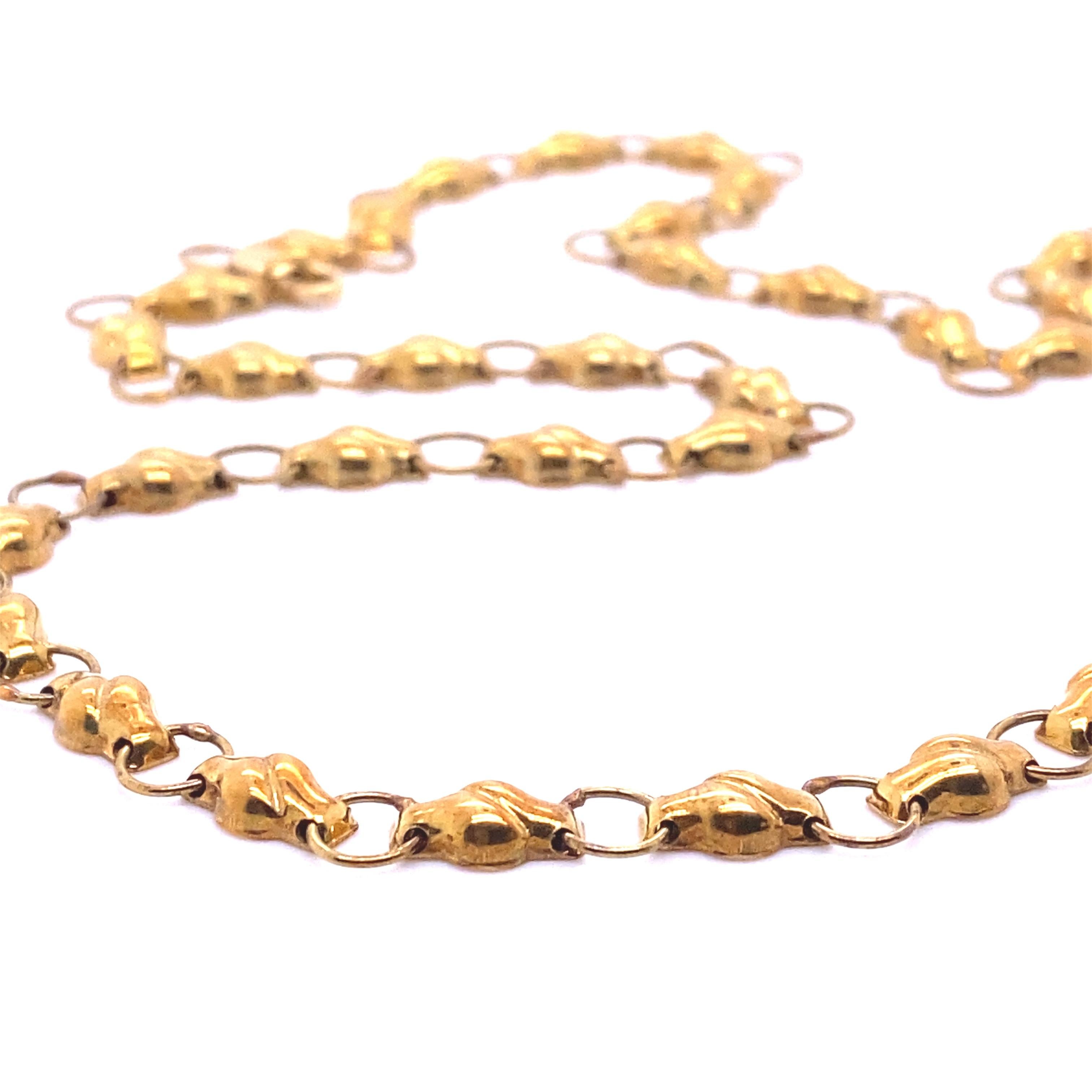 Vintage, Antique, Solid 14kt Yellow Gold Chain Link Necklace In Good Condition In Bozeman, MT