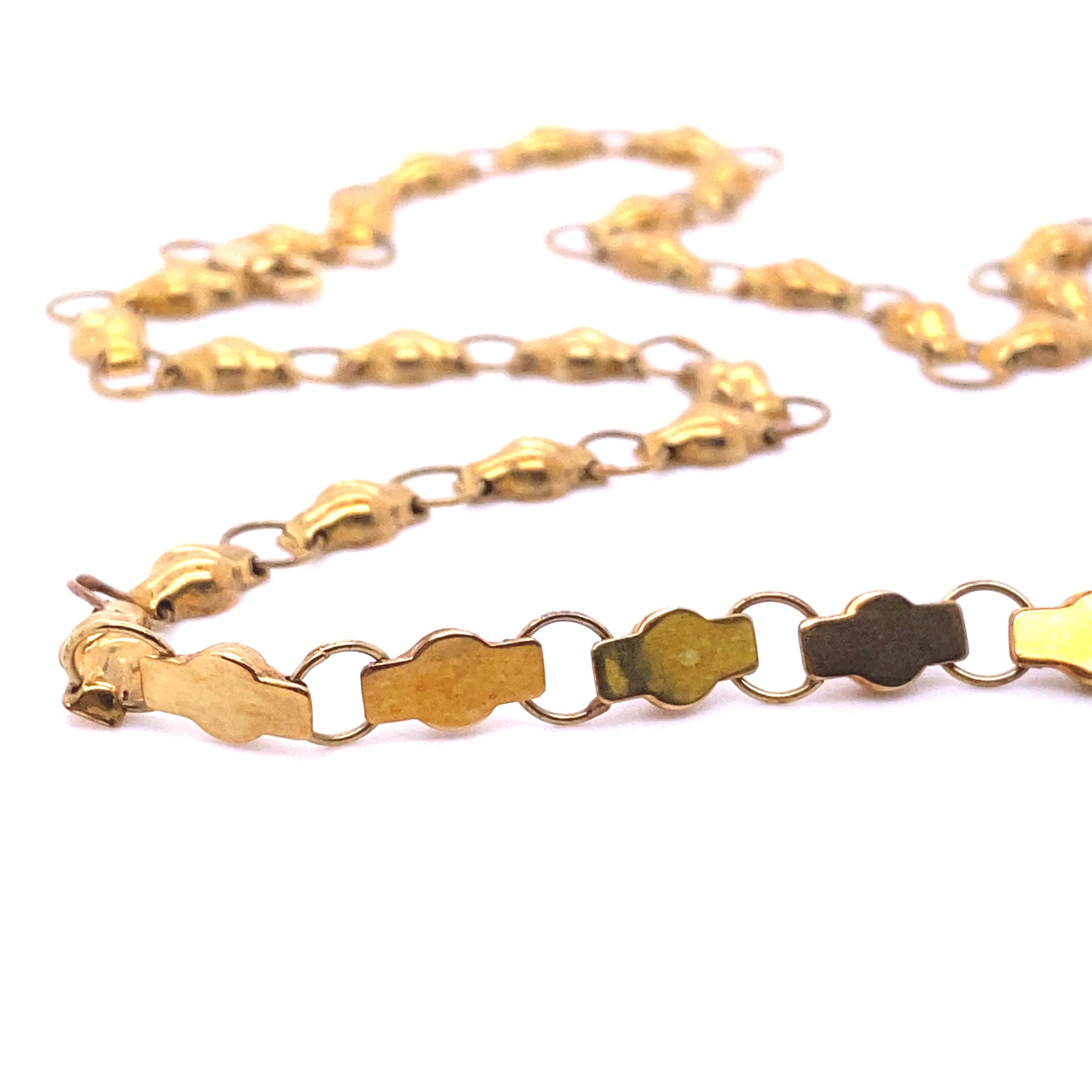 Women's or Men's Vintage, Antique, Solid 14kt Yellow Gold Chain Link Necklace