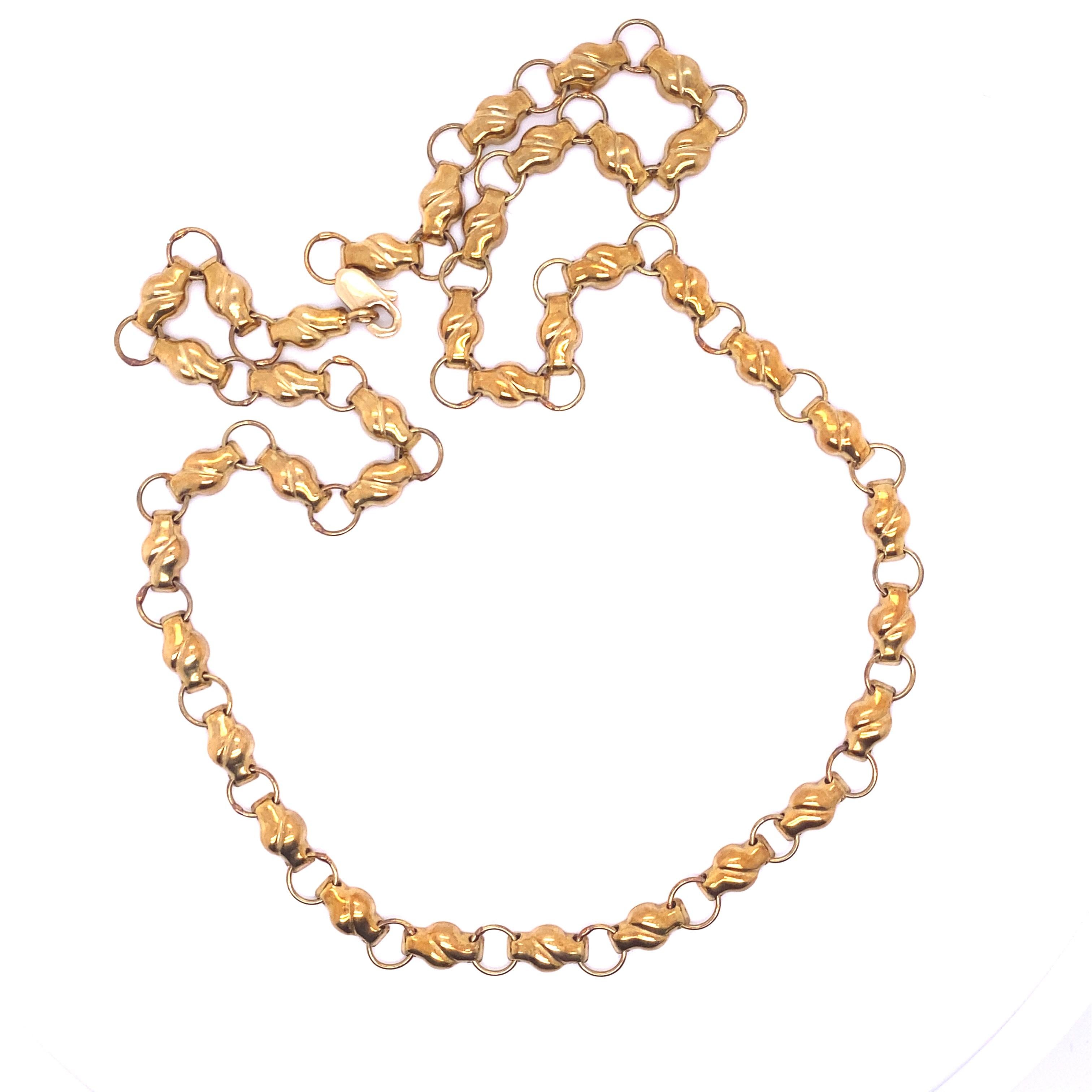 Vintage, Antique, Solid 14kt Yellow Gold Chain Link Necklace 1
