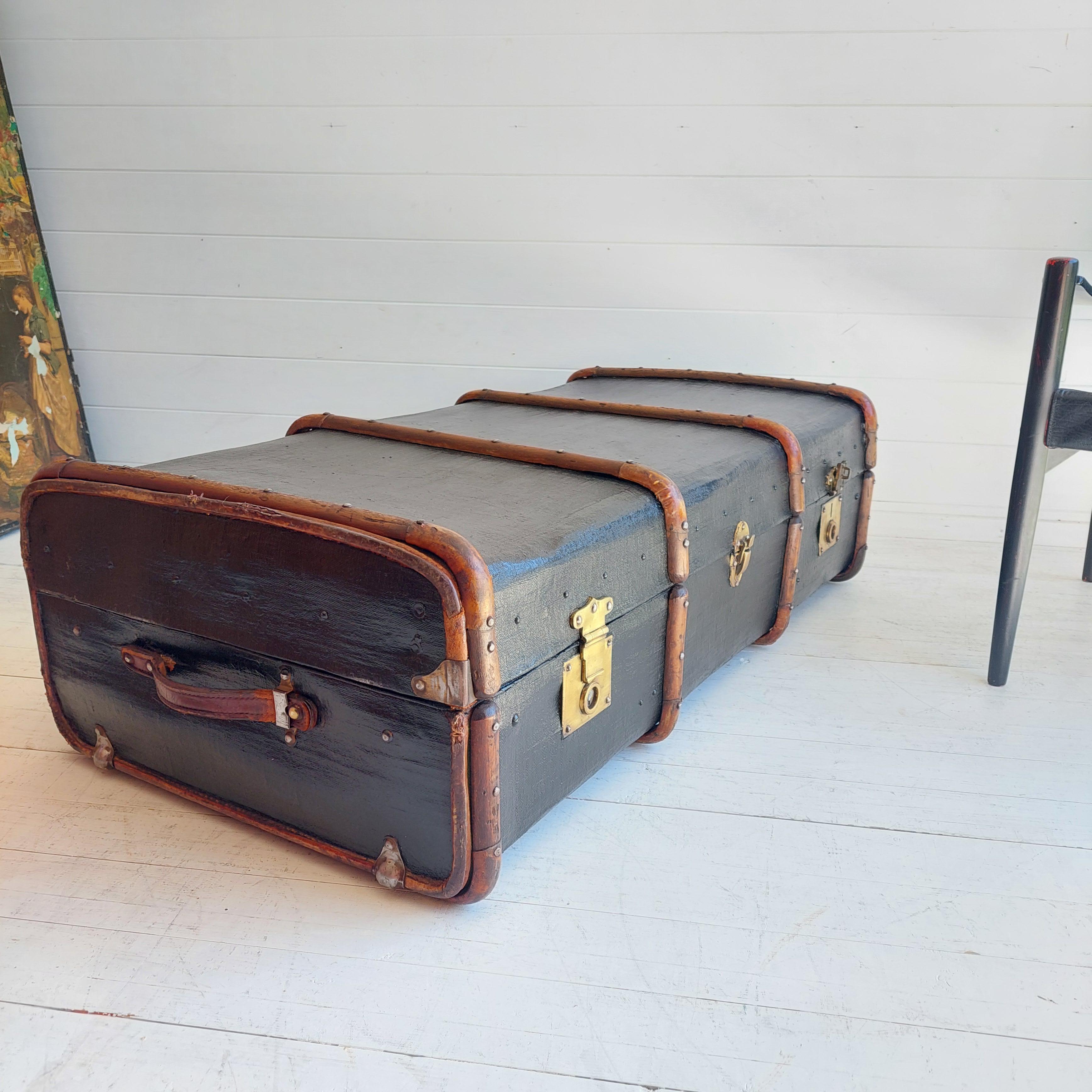 Art Deco Vintage Antique 1930s Large Travel Steamer Trunk coffee table storage