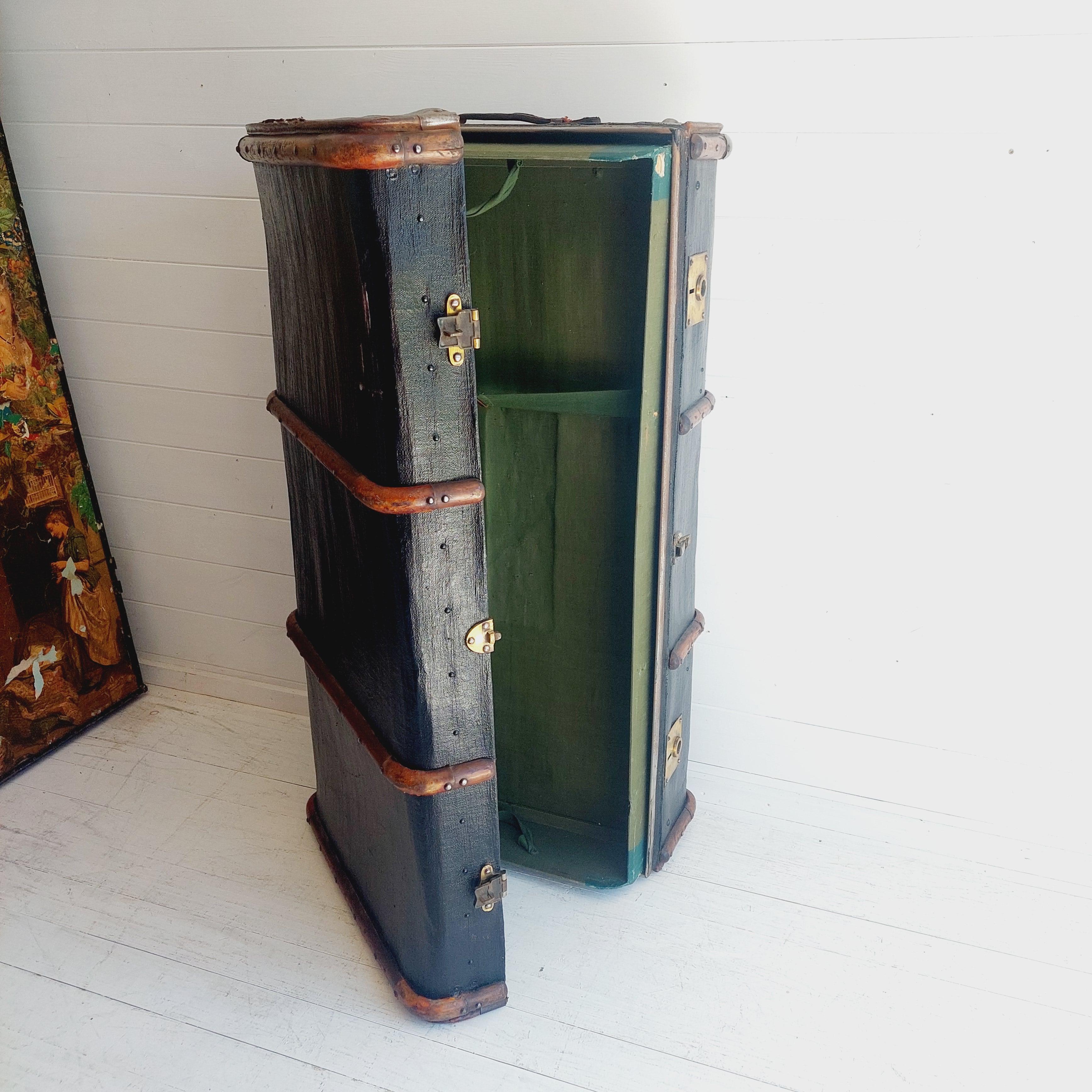 Vintage Antique 1930s Large Travel Steamer Trunk coffee table storage 1