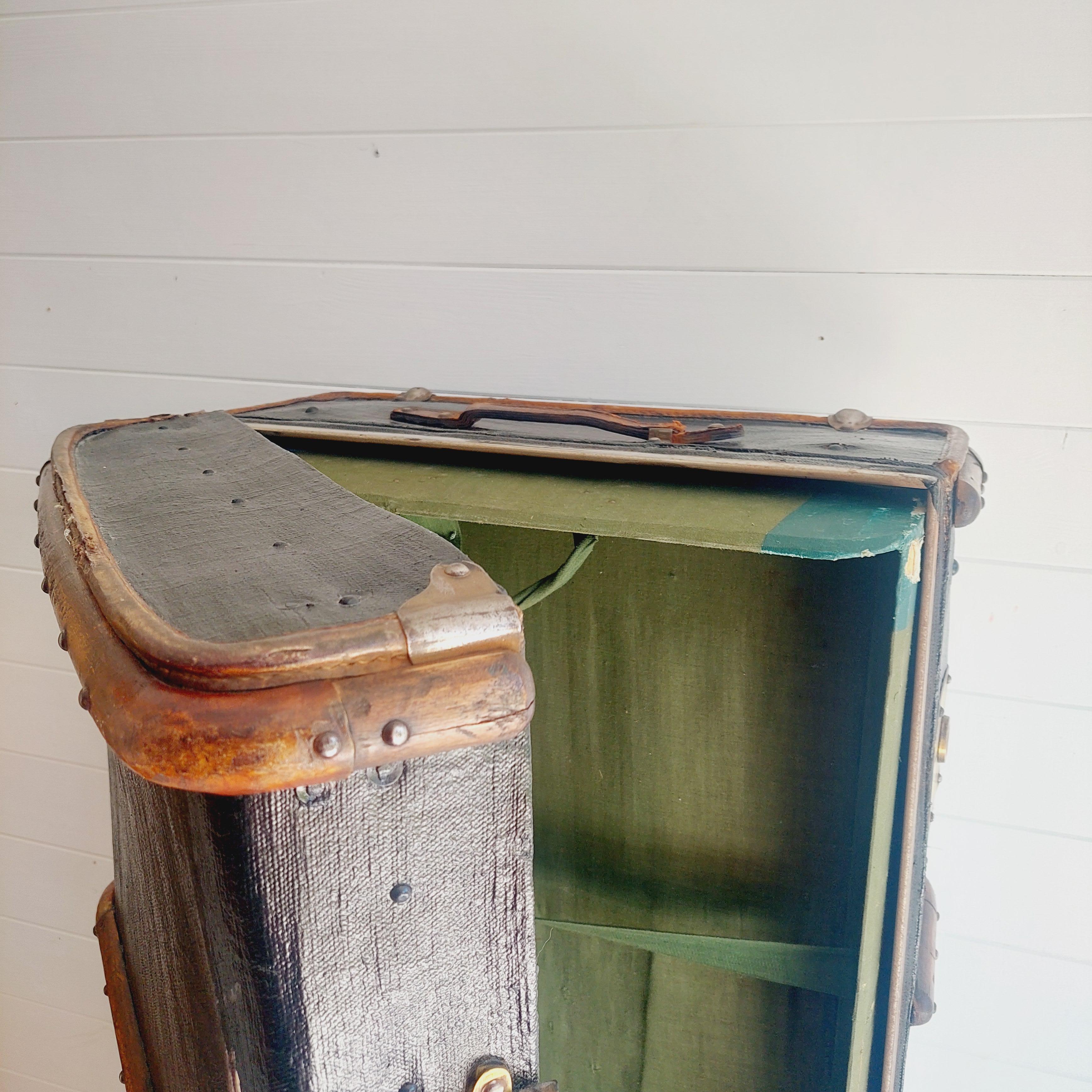 Vintage Antique 1930s Large Travel Steamer Trunk coffee table storage 2