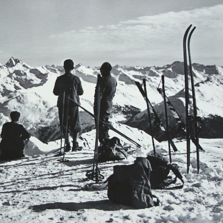 Swiss Vintage, Antique Alpine Ski Photograph, Davos Parsenn For Sale