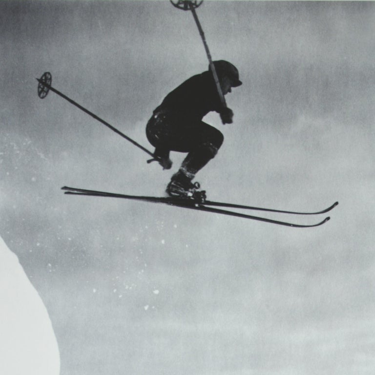 European Vintage, Antique Alpine Ski Photograph, Der Sprung For Sale