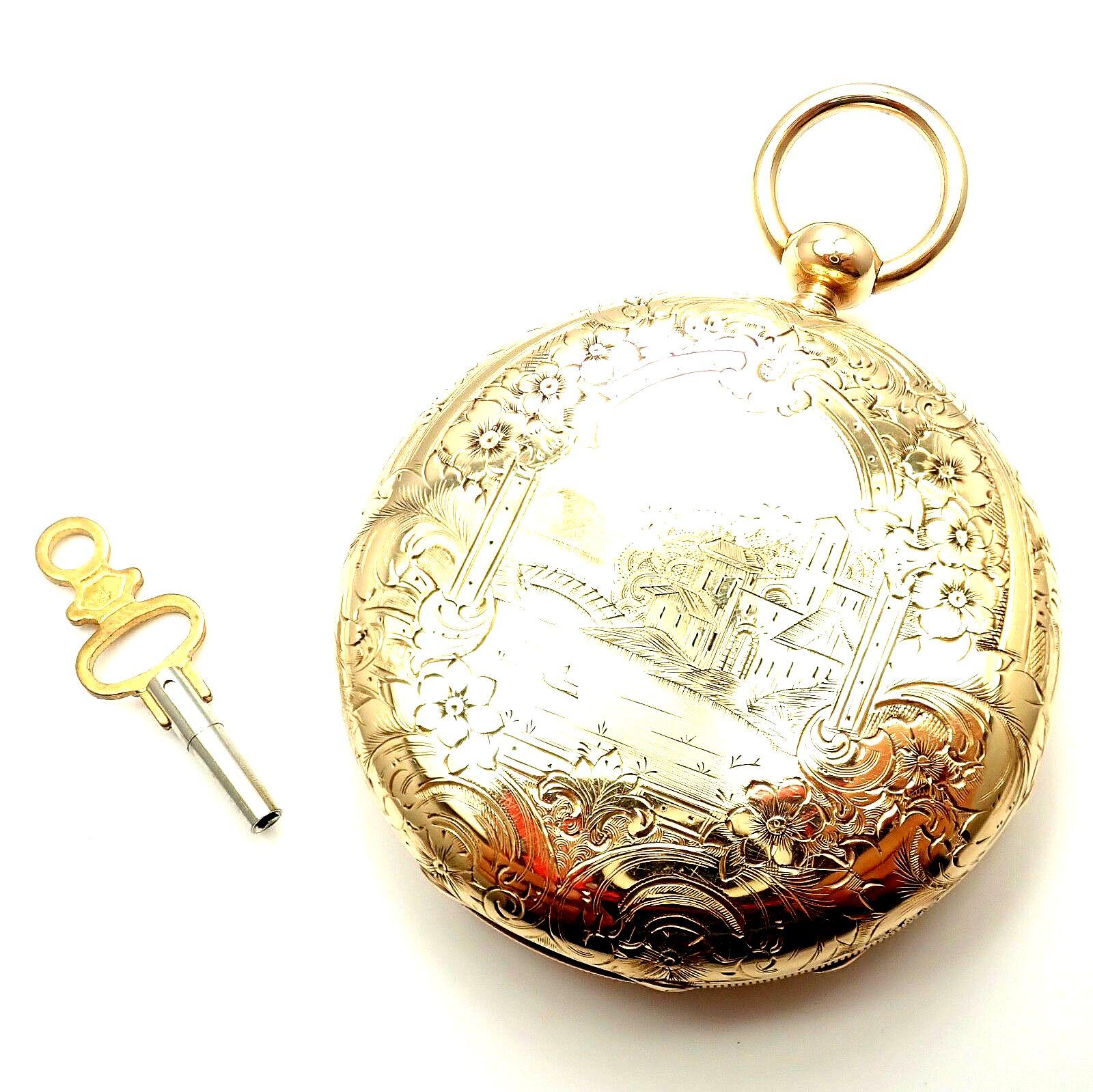 Vintage Antique Arnold Adams London Lever Key Wind Yellow Gold Pocket Watch 2