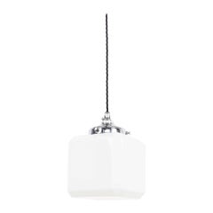 Vintage Arte Antiques 6" Cube Opaline Glass Pendant Light, C.1930