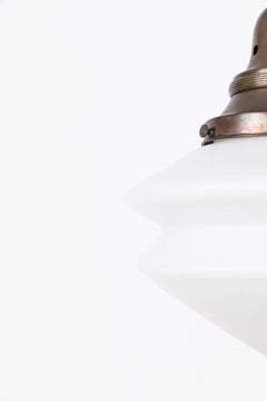 Vintage Antique Art Deco Church Opaline Glass Pendant Light, C.1930