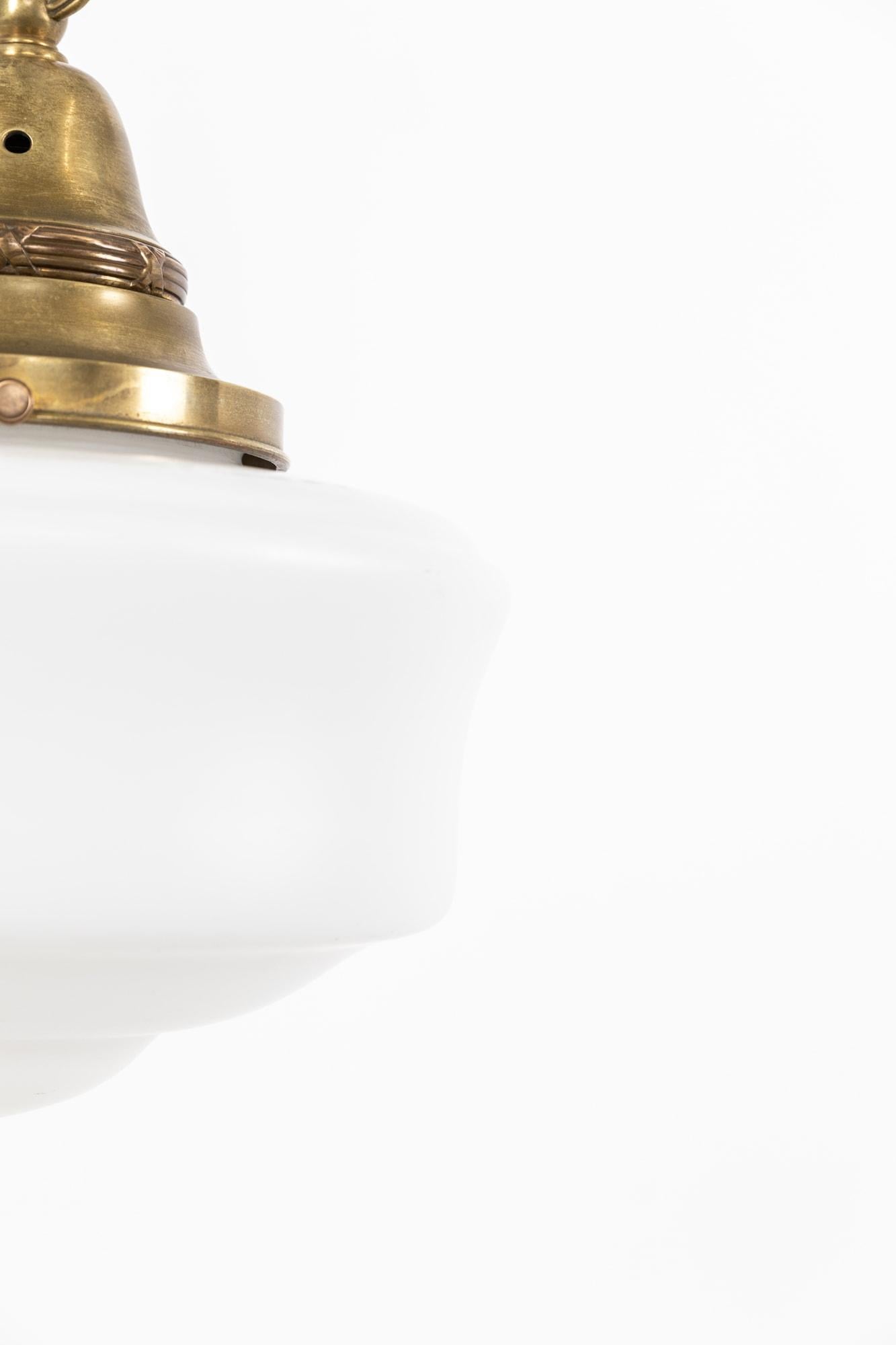 Mid-20th Century Vintage Antique Art Deco Church Opaline Glass Pendant Lights, C.1930