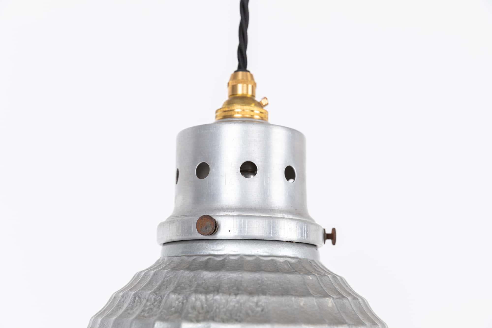 Pressed Vintage Antique Art Deco Church Satin Opaline Glass Pendant Light, C.1930 For Sale