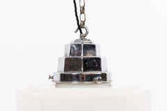 Sechseckige antike Vintage-Pendelleuchte aus Opalglas im Art déco-Stil, um 1930