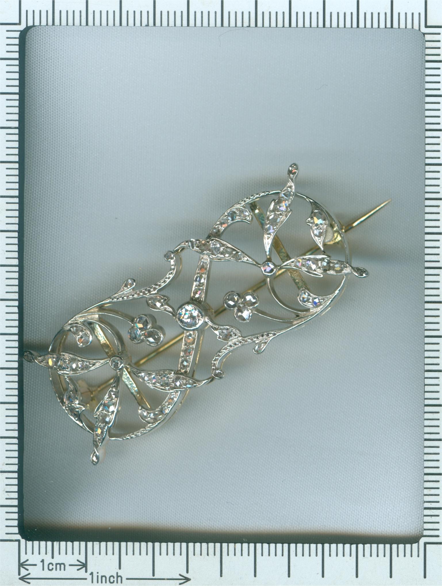 Vintage Antique Art Nouveau Diamond Set Brooch Dog Collar Head Band, 1900s For Sale 11