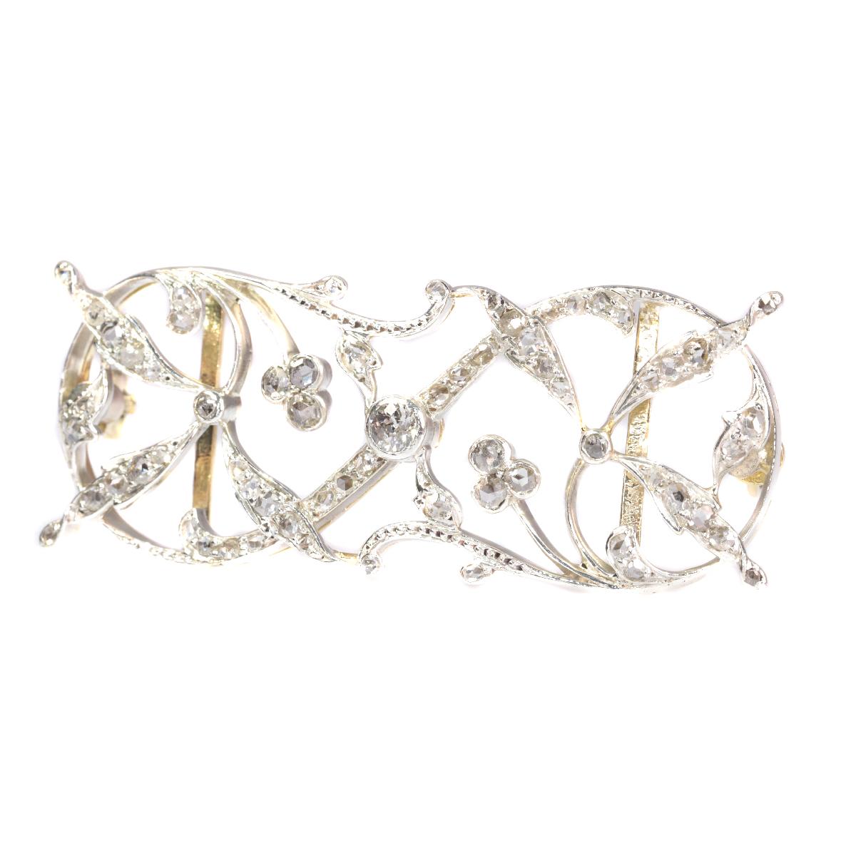 Women's Vintage Antique Art Nouveau Diamond Set Brooch Dog Collar Head Band, 1900s For Sale