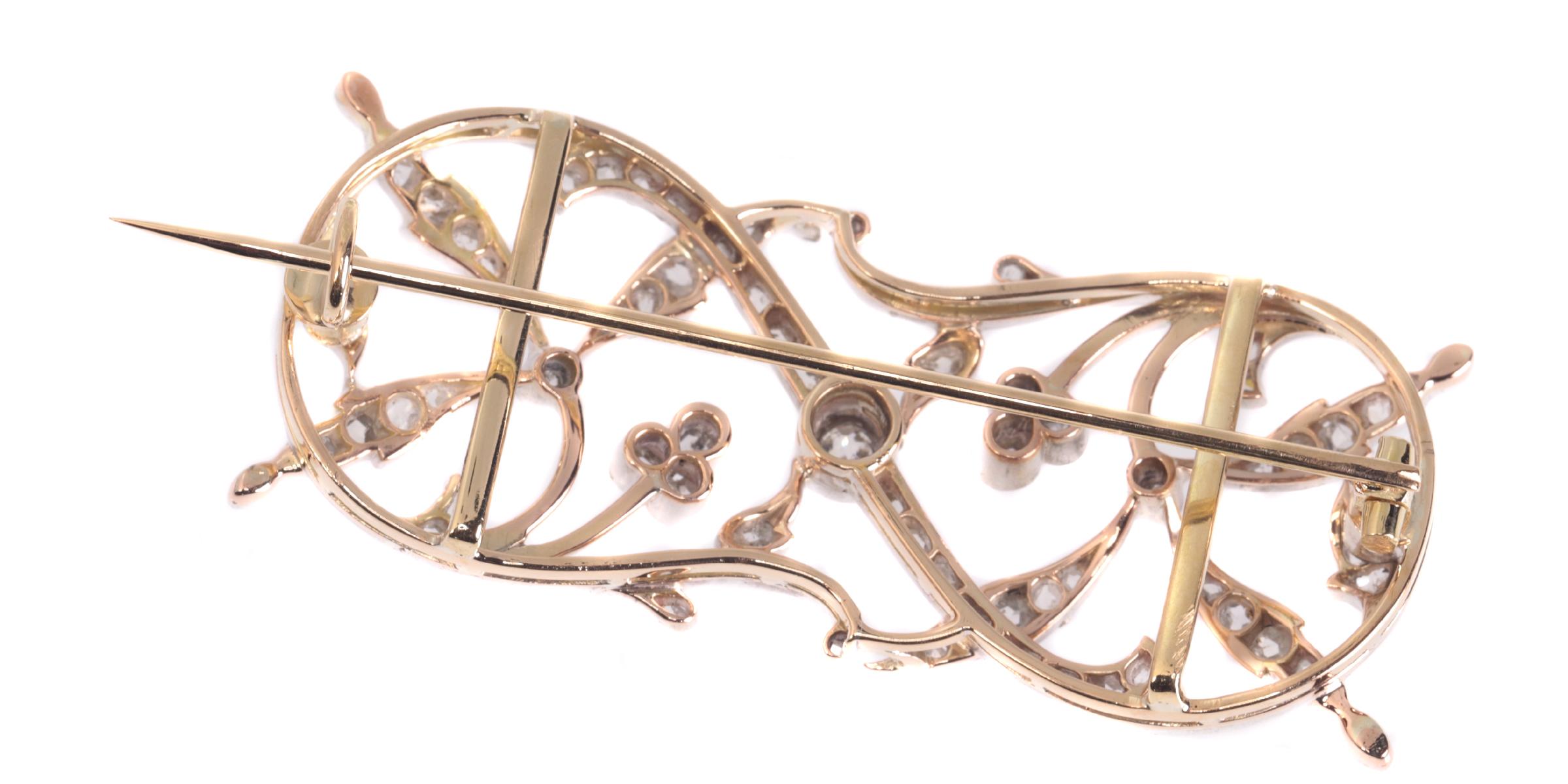 Vintage Antique Art Nouveau Diamond Set Brooch Dog Collar Head Band, 1900s For Sale 4