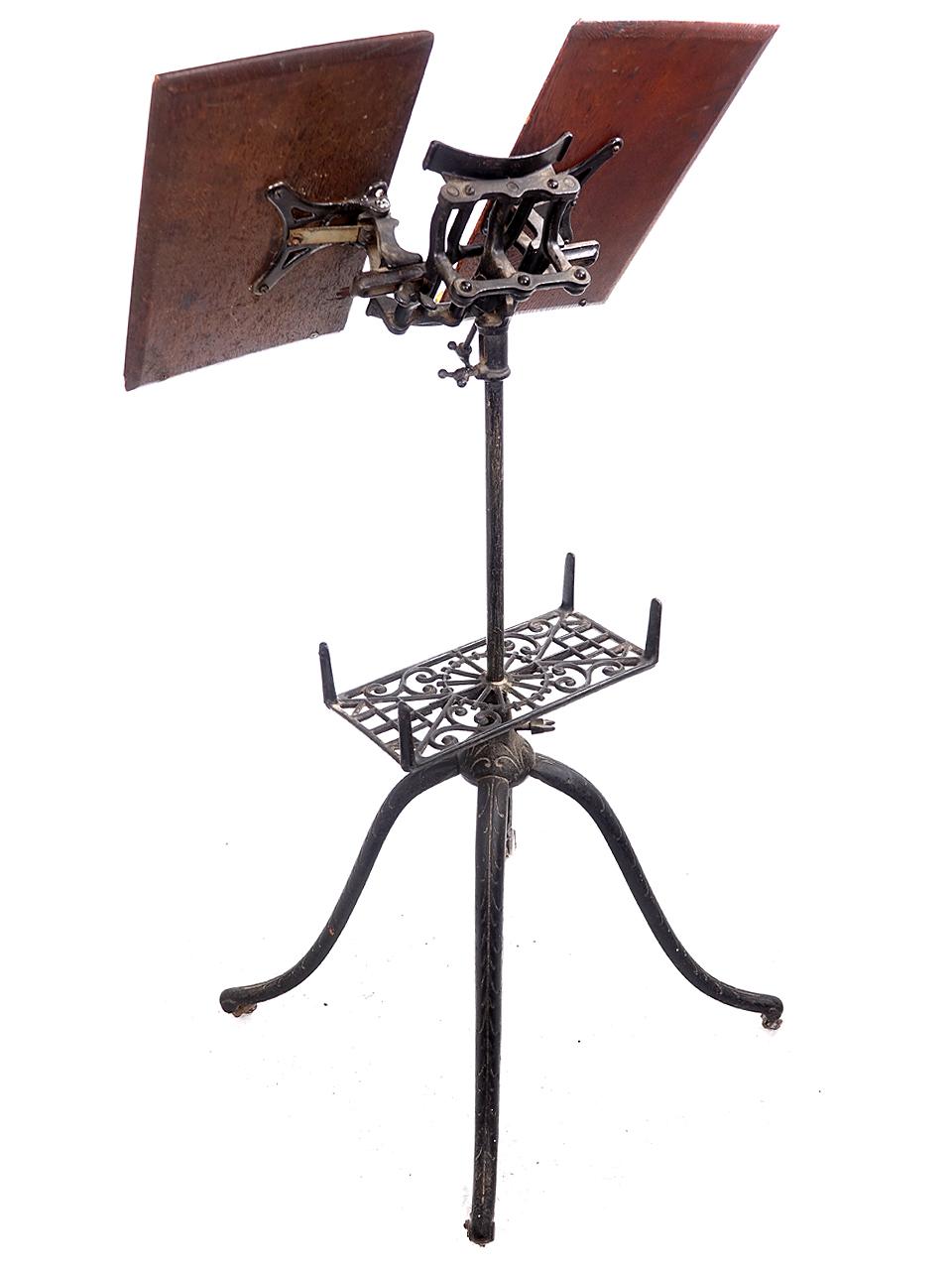 Industrial Vintage Antique Articulated and Ornate Cast Iron Book Stand