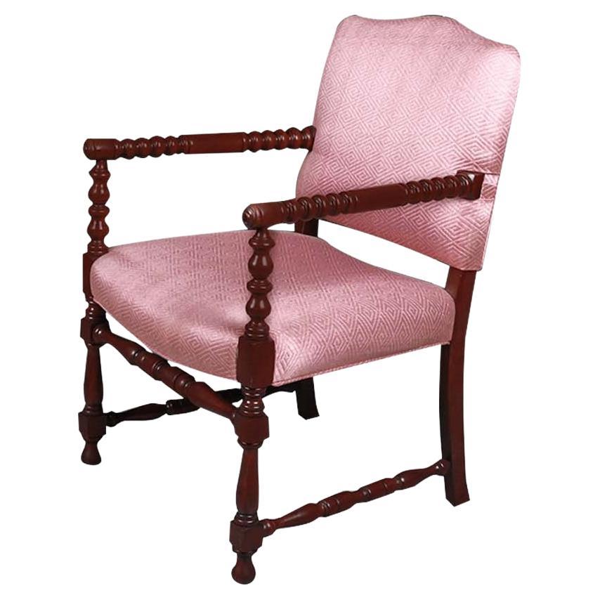 Vintage Antique Bobbin Turned Walnut Armchair For Sale