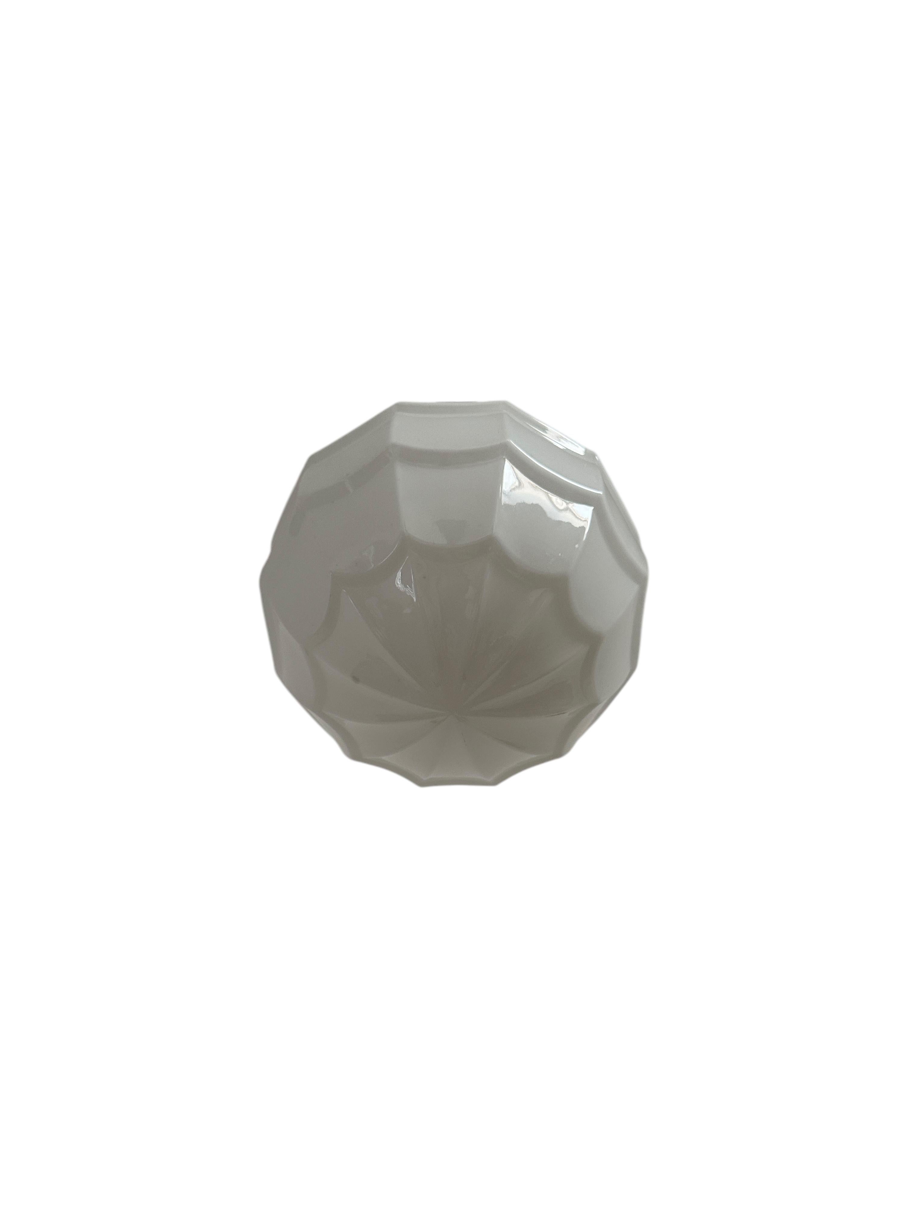 - A small church opaline globe ceiling pendant, England circa 1930.
- Beautiful webbed detail to the opaline glass which is held in place by a patinated brass gallery.  
- Rewired in dark brown braided flex & PAT tested.
- Height 26cm, Width 18cm,