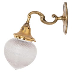 Vintage Antique Brass GEC / Holophane Acorn Wall Lamp Sconce Light c.1930
