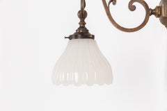 Vintage Antique Brass GEC Moonstone Wall Lamp Sconce Light c.1930